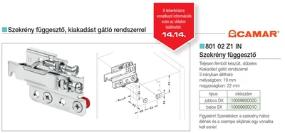 SZEKRÉNY FÜGGESZTŐ 801 02 Z1 IN SX 60×50×10 KRÓM