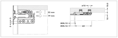 SZEKRÉNY FÜGGESZTŐ 801 02 Z1 IN SX 60×50×10 KRÓM