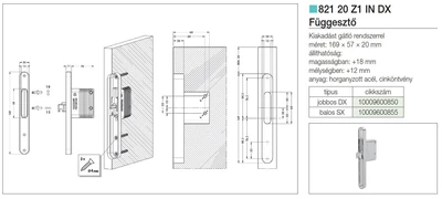 Forest REJTETT POLCFÜGGESZTŐ 821.20 20MM BALOS HORGANYZOTT - 10009600855