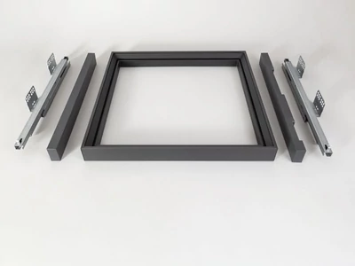 GARDRÓB SZERELVÉNY HOME BOX KOSÁRTARTÓ KERET CSILLAPÍTOTT FIÓKCSÚSZÓVAL 600MM, ACÉLSZÜRKE