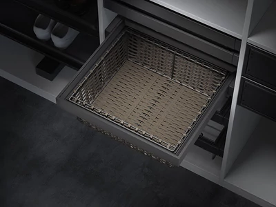 GARDRÓB SZERELVÉNY HOME BOX MŰRATTAN KOSÁR 900MM-ES, 738x150x410MM, ACÉLSZÜRKE