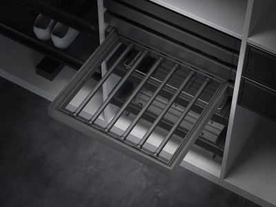 GARDRÓB SZERELVÉNY HOME BOX NADRÁGTARTÓ RÚD 14x408x16MM, ACÉLSZÜRKE