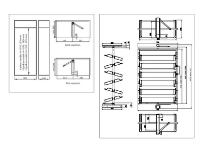 GARDRÓB SZERELVÉNY HOME BOX FORGATHATÓ CIPŐTARTÓ ÁLLVÁNY KERET 705x1633 MM, ACÉLSZÜRKE