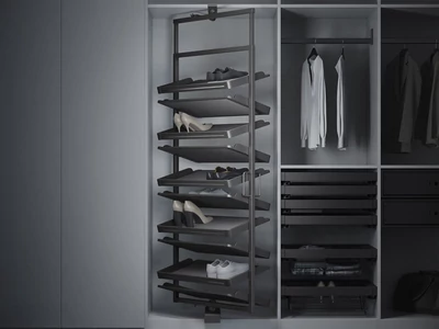 GARDRÓB SZERELVÉNY HOME BOX FORGATHATÓ CIPŐTARTÓ ÁLLVÁNY KERET 705x1633 MM, ACÉLSZÜRKE