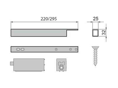 STÍLI 2.0 ÁLLVÁNYRENDSZER FELSŐ RÖGZÍTŐ FALI SZETT 220MM ALUMÍNIUM