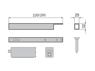 STÍLI 2.0 ÁLLVÁNYRENDSZER FELSŐ RÖGZÍTŐ FALI SZETT 295MM ALUMÍNIUM