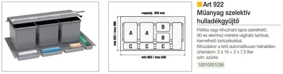 Forest HULLADÉKGYŰJTŐ ART 922 SZELEKTIV 900mm-es szekrényhez SZÜRKE - 10010001038