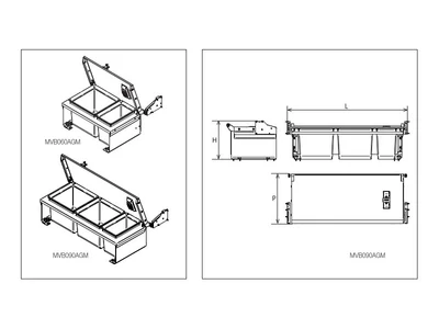 HULLADÉKGYŰJTŐ MVB060AGM (16,5+10L) SZELEKTÍV 600mm-es SZEKRÉNYHEZ ANTRACIT