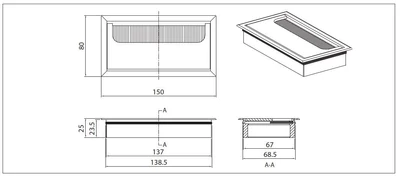 IRODABÚTOR KIEGÉSZÍTŐ 30134 KÁBELKIVEZETŐ 150x81x28mm ALUMÍNIUM