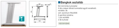 Forest IRODAI ASZTALLÁB BANGKOK 695mm RAL9006 KÖRMINTÁS ALUMÍNIUM - 10010410040