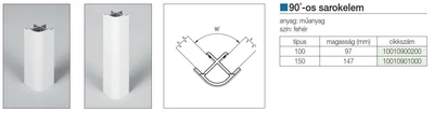 Forest LÁBAZATELEM SAROK 90 FOKOS H: 150 mm FEHÉR - 10010901000