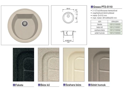 Forest GRAWA GRÁNIT MOSOGATÓ GRAWA PT2-5110A ÁTM: 510mm BEIGE - 10012150001