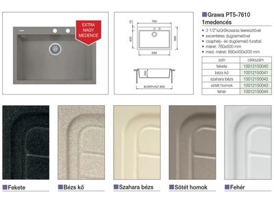 Forest GRAWA GRÁNIT MOSOGATÓ GRAWA PT5-7610A 760x500mm BEIGE - 10012150041