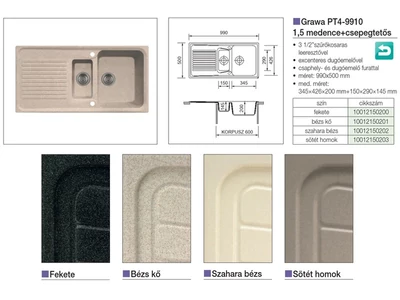 Forest GRAWA GRÁNIT MOSOGATÓ GRAWA PT4-9910A 990x500mm BEIGE - 10012150201