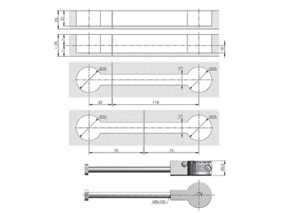 MUNKALAP VASALÁS ÖSSZEHÚZÓ VASALAT QUICK ÖSSZEHÚZÓ SZÁR M8x150mm D=35mm SZÜRKE