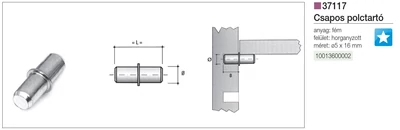 POLCTARTÓ 37117 CSAPOS 5x16mm HORGANYZOTT