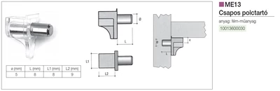 Forest POLCTARTÓ ME13 CSAPOS 5x17mm ÁTTETSZŐ - 10013600030