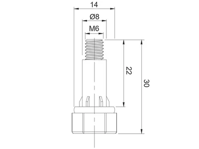 FÉM SZINTEZŐ LÁB 43112 M6×24 mm HÜVELYES FÉM-MŰANYAG