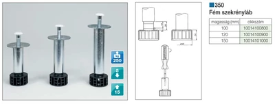 Forest FÉM SZEKRÉNYLÁB 350/H-120 ÁLLTHATÓ 120 mm HORGANYZOTT - 10014100900