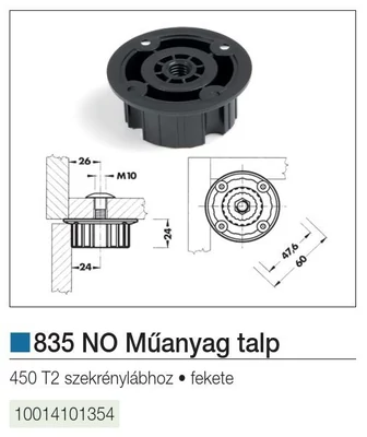 Forest MŰANYAG SZEKRÉNYLÁB TALP 450 T2 LÁBHOZ ÁTM.60X24 FEKETE - 10014101354
