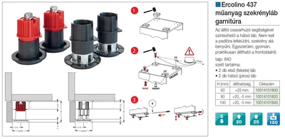 Forest MŰANYAG SZEKRÉNYLÁB ERCOLINO 437/100 TALP NÉLKÜLI FEKETE - 10014101840