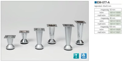 FÉM DESIGN LÁB EM-077-A 50mm KRÓM