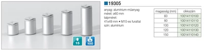 FÉM DESIGN LÁB 19305 D:60X60mm ALUMÍNIUM