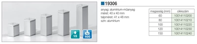 Forest FÉM DESIGN LÁB 19306 40X40X150mm ALUMÍNIUM - 10014110240