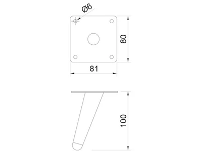 FÉM DESIGN LÁB 19612 DÖNTÖTT KÚPOS 100mm MATT FEKETE
