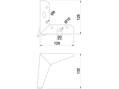 FÉM DESIGN LÁB 19555 DÖNTÖTT SZÖGLETES 130mm MATT FEKETE