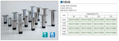 FÉM DESIGN LÁB 19548 D: 30X150mm MATT KRÓM