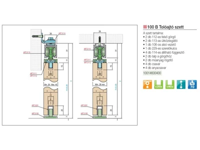 TOLÓAJTÓ BÚTORLAPHOZ 100 B SZETT TEHERB: 70 kg ALUMÍNIUM