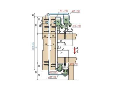 TOLÓAJTÓ BÚTORLAPHOZ 1700 SZETT HÁTUL FUTÓ AJTÓHOZ CSILLAPÍTOTT 80 KG SZÜRKE