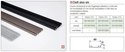 TOLÓAJTÓ BÚTORLAPHOZ CLEFT ALSÓ SÍN 2 m ALUMÍNIUM 10014611170