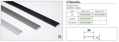 TOLÓAJTÓ BÚTORLAPHOZ CLEFT TAKARÓLÉC 3 m ALUMÍNIUM 10014611190
