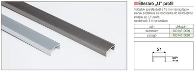 TOLÓAJTÓ BÚTORLAPHOZ ÉLPROFIL ´U´ 18mm, 3 m ALUMÍNIUM 10014611210