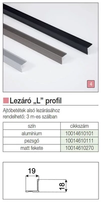 TOLÓAJTÓ BÚTORLAPHOZ LEZÁRÓ ´L´ PROFIL 3 m ALUMÍNIUM 10014611220