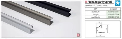 TOLÓAJTÓ BÚTORLAPHOZ FIONA FOGANTYÚ PROFIL 2,7 m MATT FEKETE