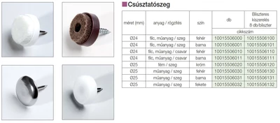 Forest PADLÓVÉDŐ CSÚSZTATÓSZEG 24mm CSAVARRAL FEHÉR - 10015506010