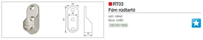 VÁLLFATARTÓ RÚD RÚDTARTO RT03 OVÁLIS RÚDHOZ 43x19mm NIKKEL