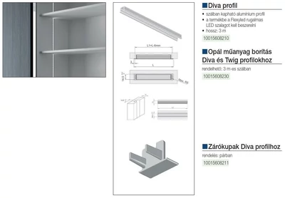 VILÁGÍTÁSTECHNIKAI KIEGÉSZÍTŐ DIVA PROFIL 3,0m ALUMÍNIUM