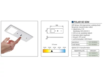 LED  VILÁGÍTÁS POLAR SE SDM 5W NW MATT FEKETE