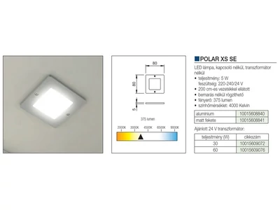 LED  VILÁGÍTÁS POLAR XS SE 5W NW MATT FEKETE