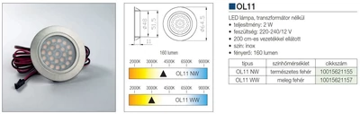 LED VILÁGÍTÁS OL11WW WARM WHITE ALUMÍNIUM