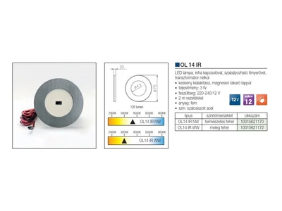 LED VILÁGÍTÁS OL14 IR WARM WHITE SZÁLCSISZOLT ACÉL