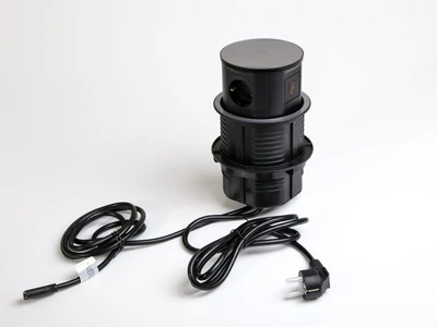 IRODABÚTOR TARTOZÉKOK KONNEKTOR ELOSZTÓ MODULBOX IVH - VEZ. NÉLK. TÖLT.+2x230V+2xUSB+HDMI FEKETE