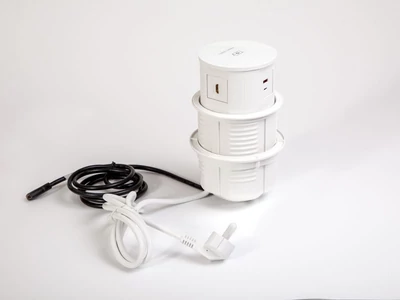 IRODABÚTOR TARTOZÉKOK KONNEKTOR ELOSZTÓ MODULBOX IVH - VEZ. NÉLK. TÖLT.+2x230V+2xUSB+HDMI FEHÉR