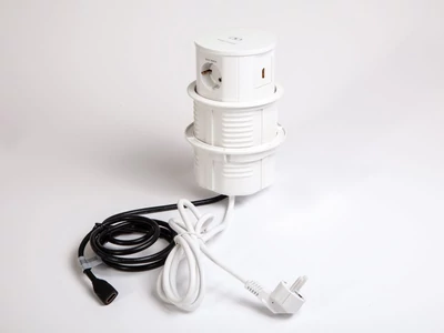IRODABÚTOR TARTOZÉKOK KONNEKTOR ELOSZTÓ MODULBOX IVH - VEZ. NÉLK. TÖLT.+2x230V+2xUSB+HDMI FEHÉR