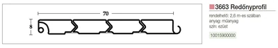 REDŐNY RENDSZER 3663 PROFIL 70x8mm   2,6m EZÜST