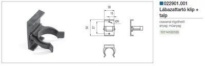 MŰANYAG SZEKRÉNYLÁB 22901.001 LÁBAZATRÖGZÍTŐ KLIP  FEKETE
